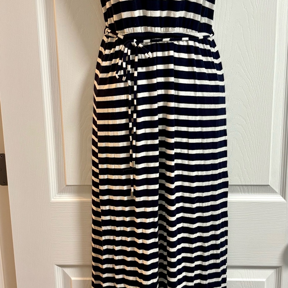 Dynamite Navy and White Striped Dress